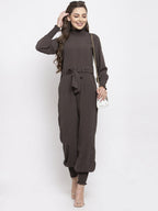 Jompers Women Grey Solid Basic Jumpsuit - Distacart