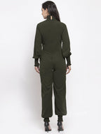 Jompers Women Olive Green Solid Basic Jumpsuit - Distacart