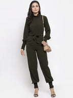 Jompers Women Olive Green Solid Basic Jumpsuit - Distacart