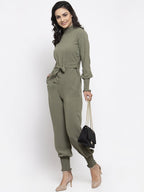 Jompers Women Pista Green Solid Basic Jumpsuit - Distacart