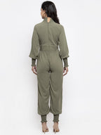 Jompers Women Pista Green Solid Basic Jumpsuit - Distacart