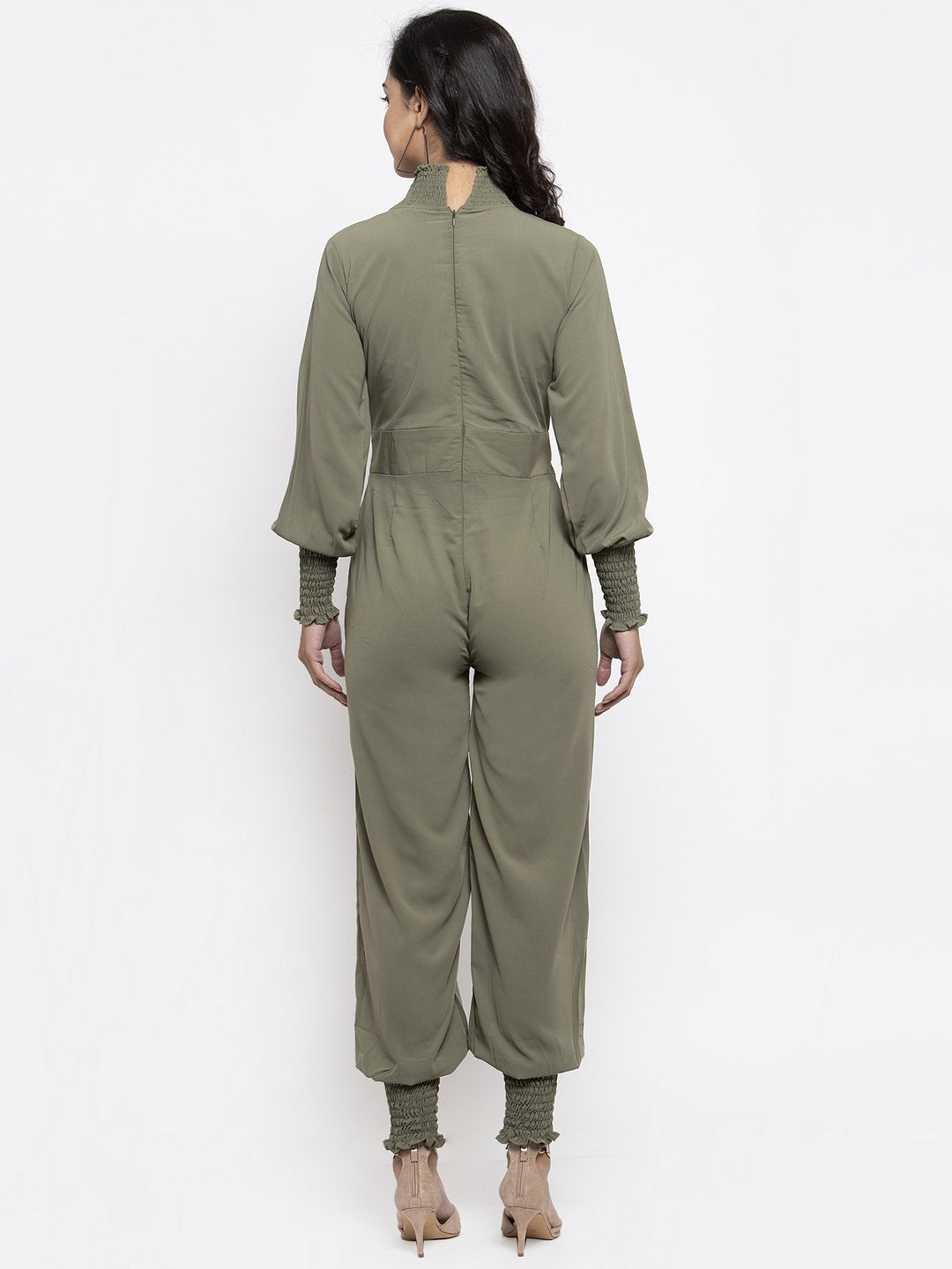 Jompers Women Pista Green Solid Basic Jumpsuit - Distacart