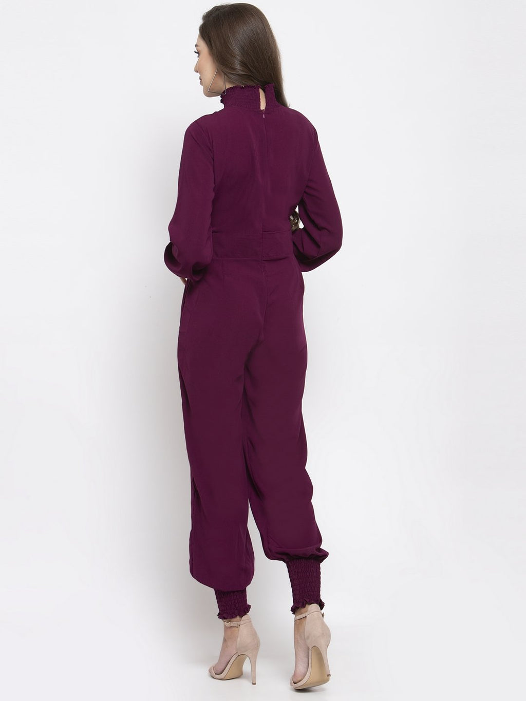 Jompers Women Purple Solid Basic Jumpsuit - Distacart