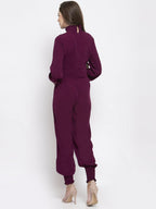 Jompers Women Purple Solid Basic Jumpsuit - Distacart