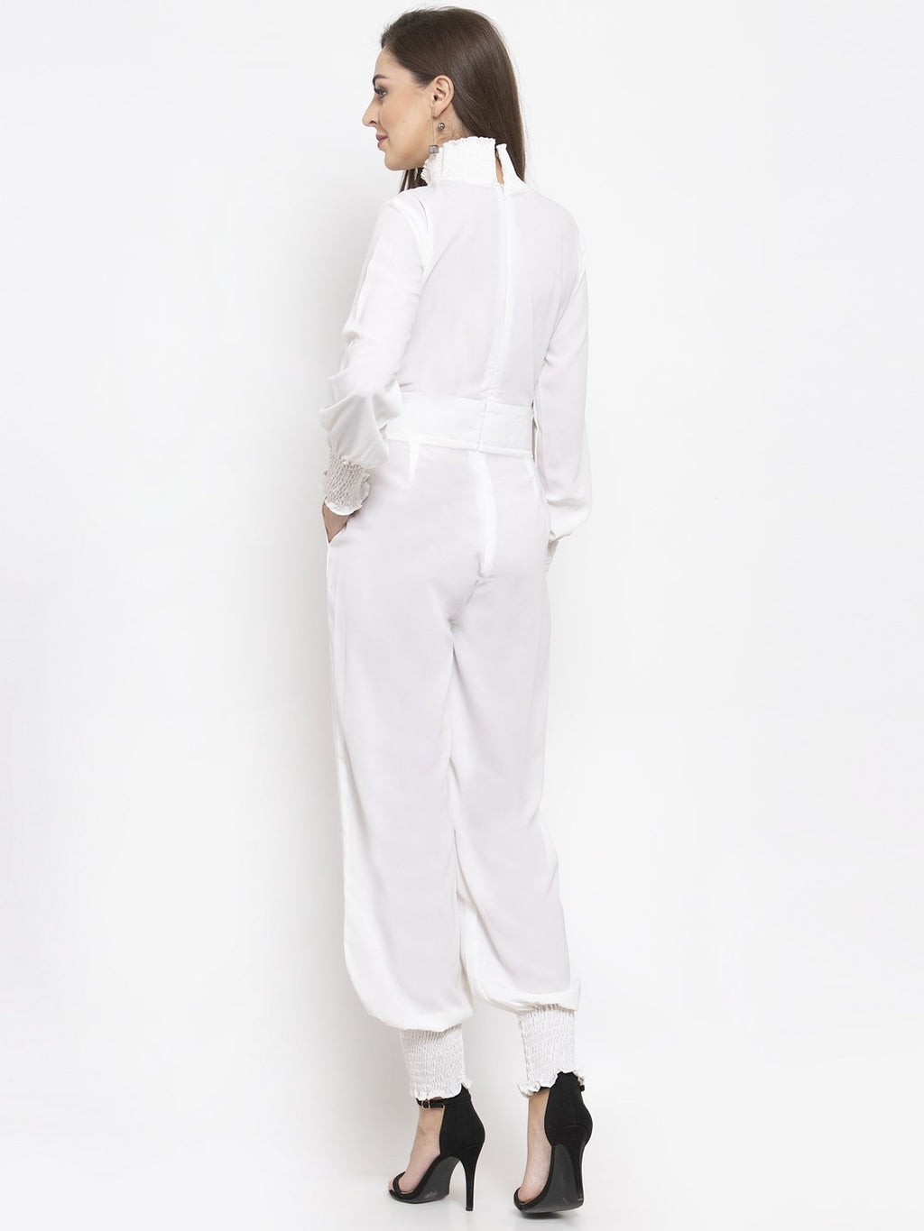 Jompers Women White Solid Basic Jumpsuit - Distacart