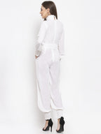Jompers Women White Solid Basic Jumpsuit - Distacart