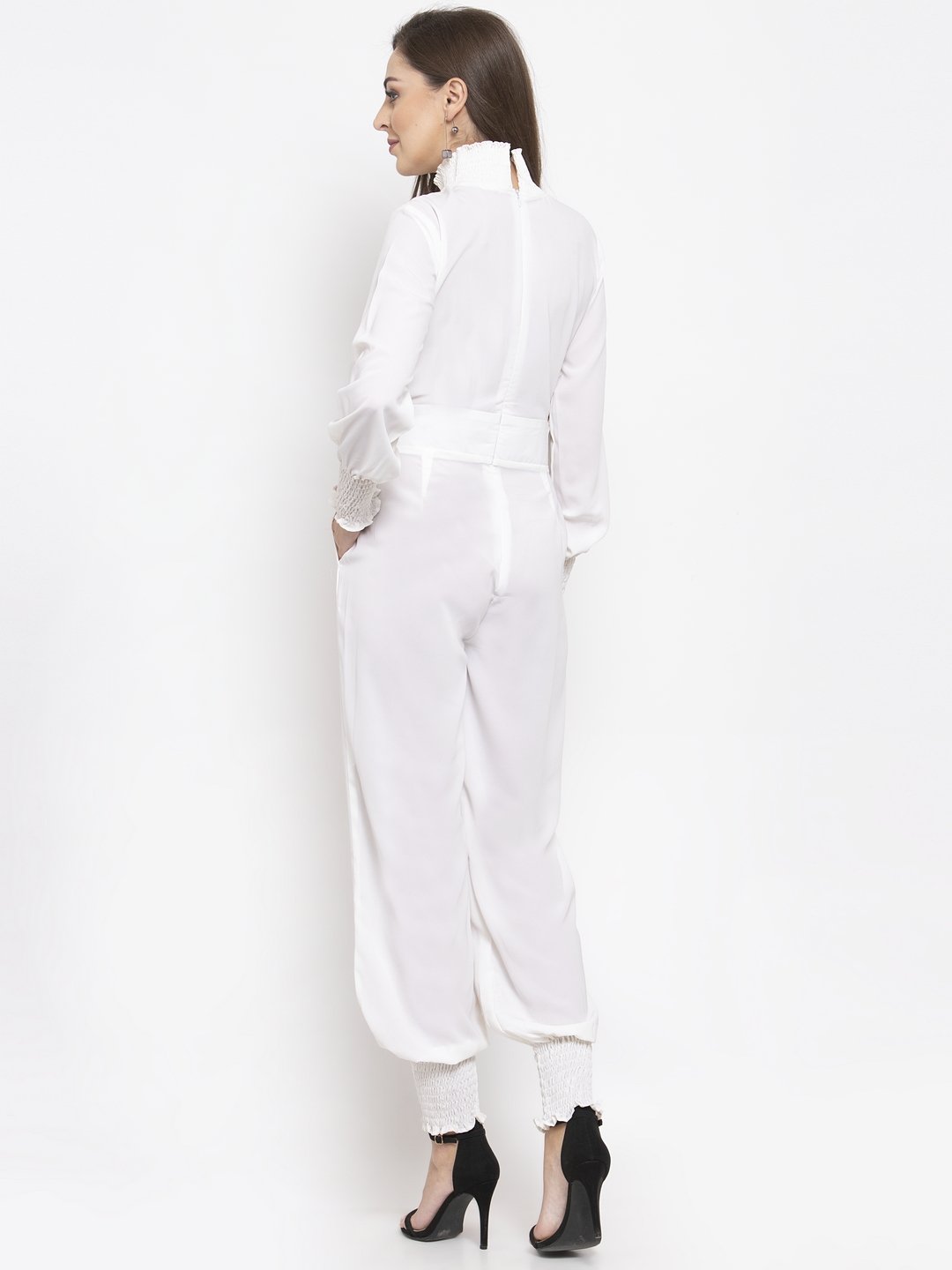 Jompers Women White Solid Basic Jumpsuit - Distacart