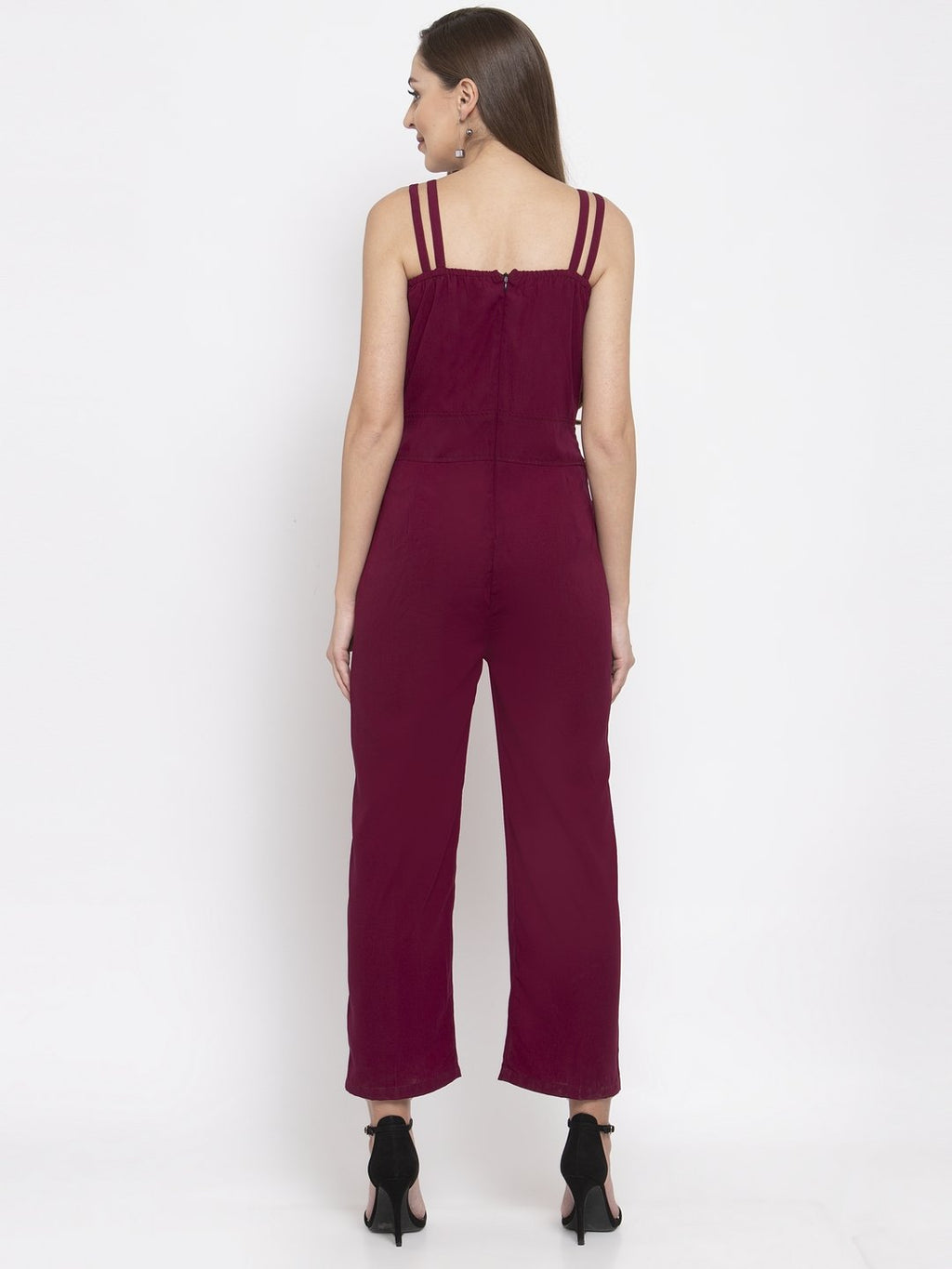 Jompers Women Purple Solid Embellished Jumpsuit - Distacart