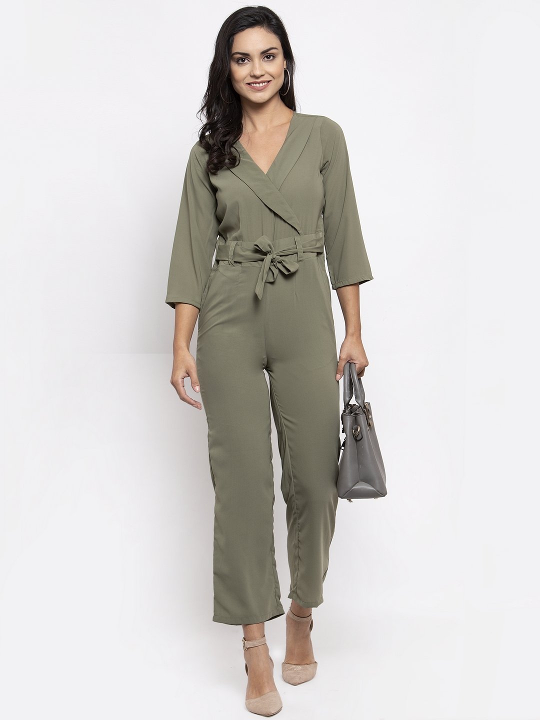 Jompers Women Pista-Green Solid Jumpsuit - Distacart