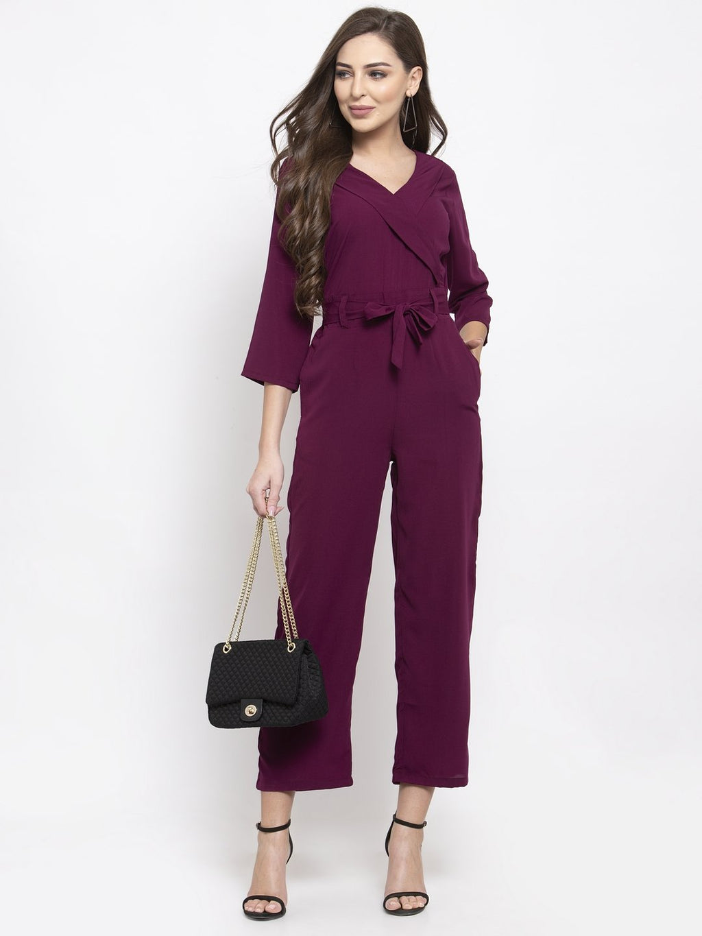 Jompers Women Purple Solid Jumpsuit - Distacart