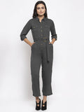Jompers Women Grey Solid Jumpsuit - Distacart