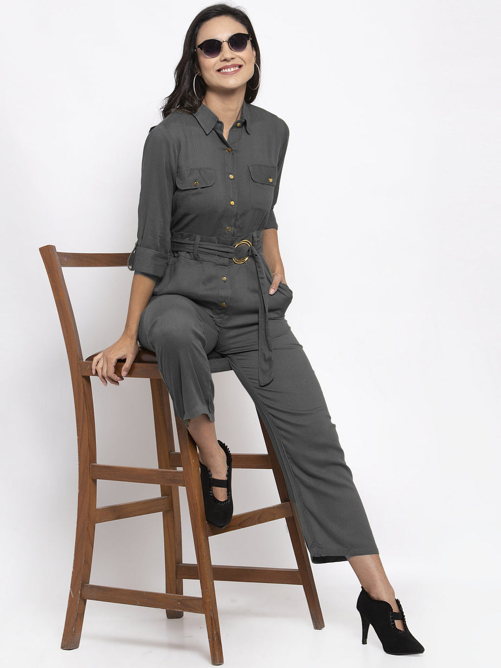 Jompers Women Grey Solid Jumpsuit - Distacart