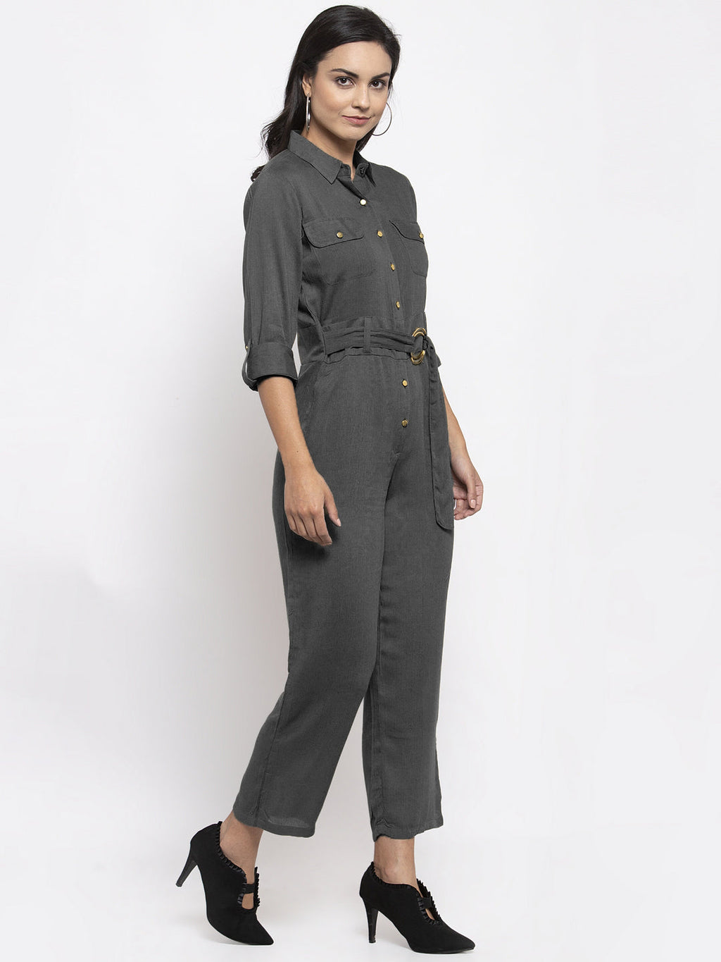 Jompers Women Grey Solid Jumpsuit - Distacart