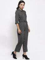 Jompers Women Grey Solid Jumpsuit - Distacart