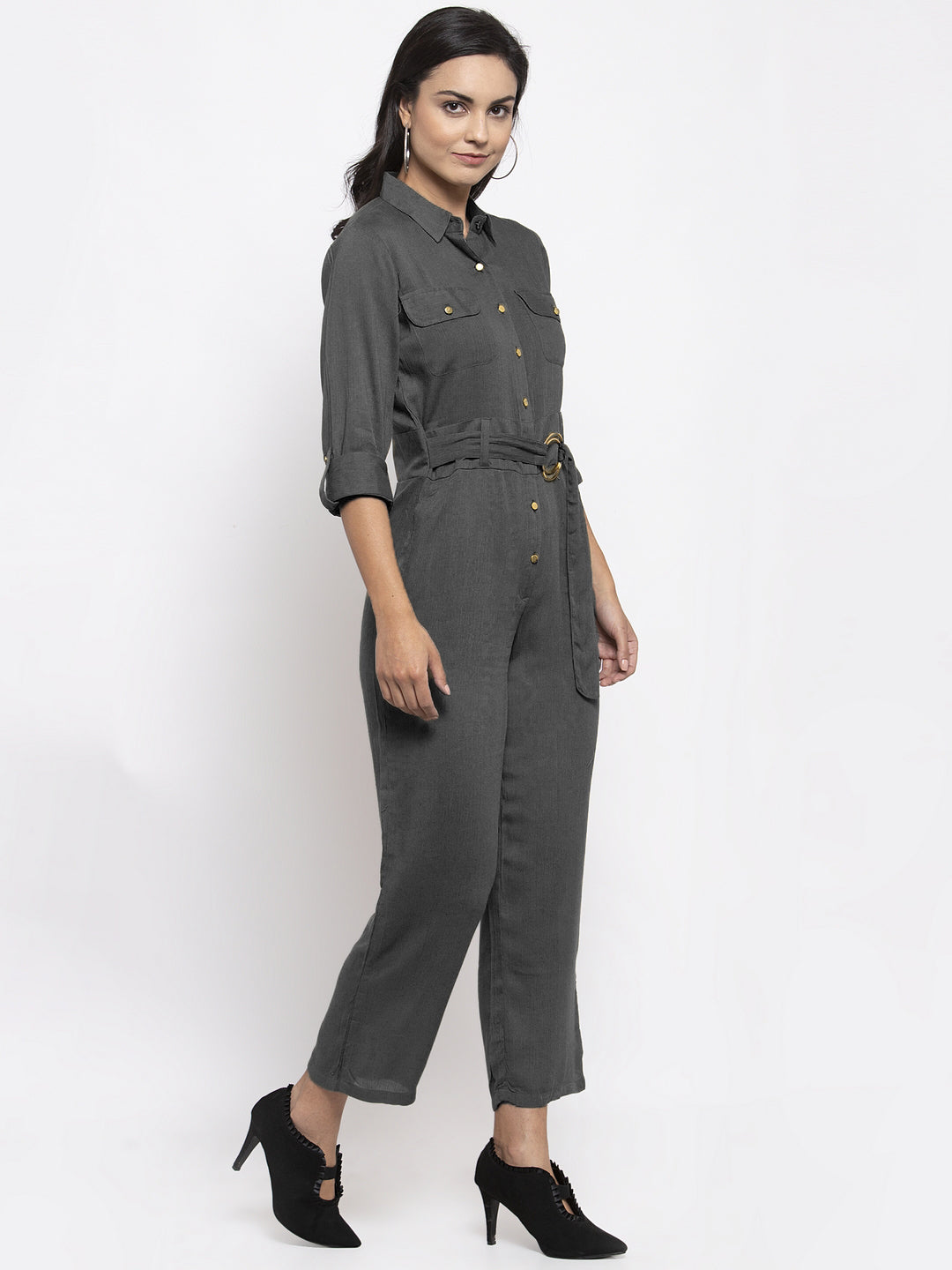 Jompers Women Grey Solid Jumpsuit - Distacart