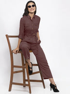 Jompers Women Brown Solid Jumpsuit - Distacart
