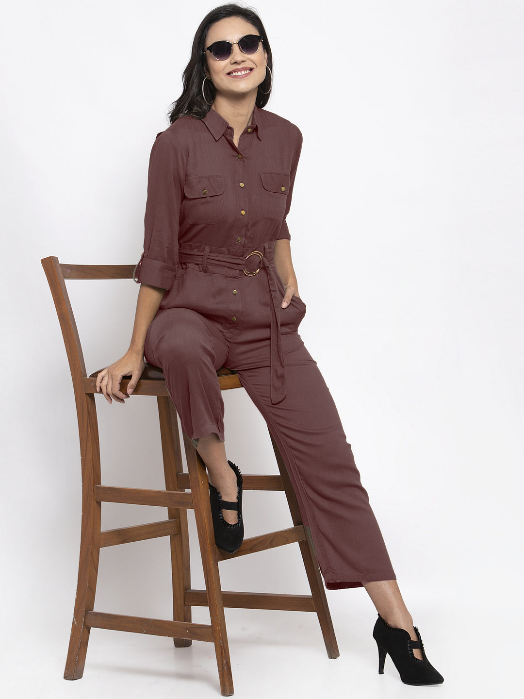 Jompers Women Brown Solid Jumpsuit - Distacart