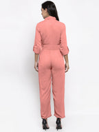 Jompers Women Peach Solid Jumpsuit - Distacart