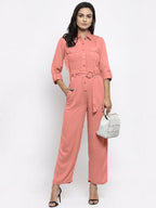Jompers Women Peach Solid Jumpsuit - Distacart