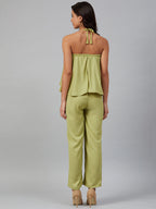 Jompers Women Green-Coloured Solid Halter Neck Basic Jumpsuit - Distacart
