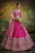 House of Panchhi Pink Pure Silk Moti & Zarkan heavy embroidery Lehenga choli & Dupatta