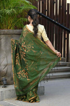 Beatitude Green Cotton Floral Jamdani Saree