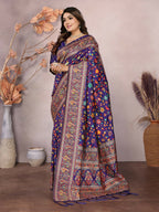 Joban Fashion Purple Meena Weaves Pashmina Sarees