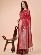 Shree Shyam Fashion Lichi Silk Red Saree - Distacart