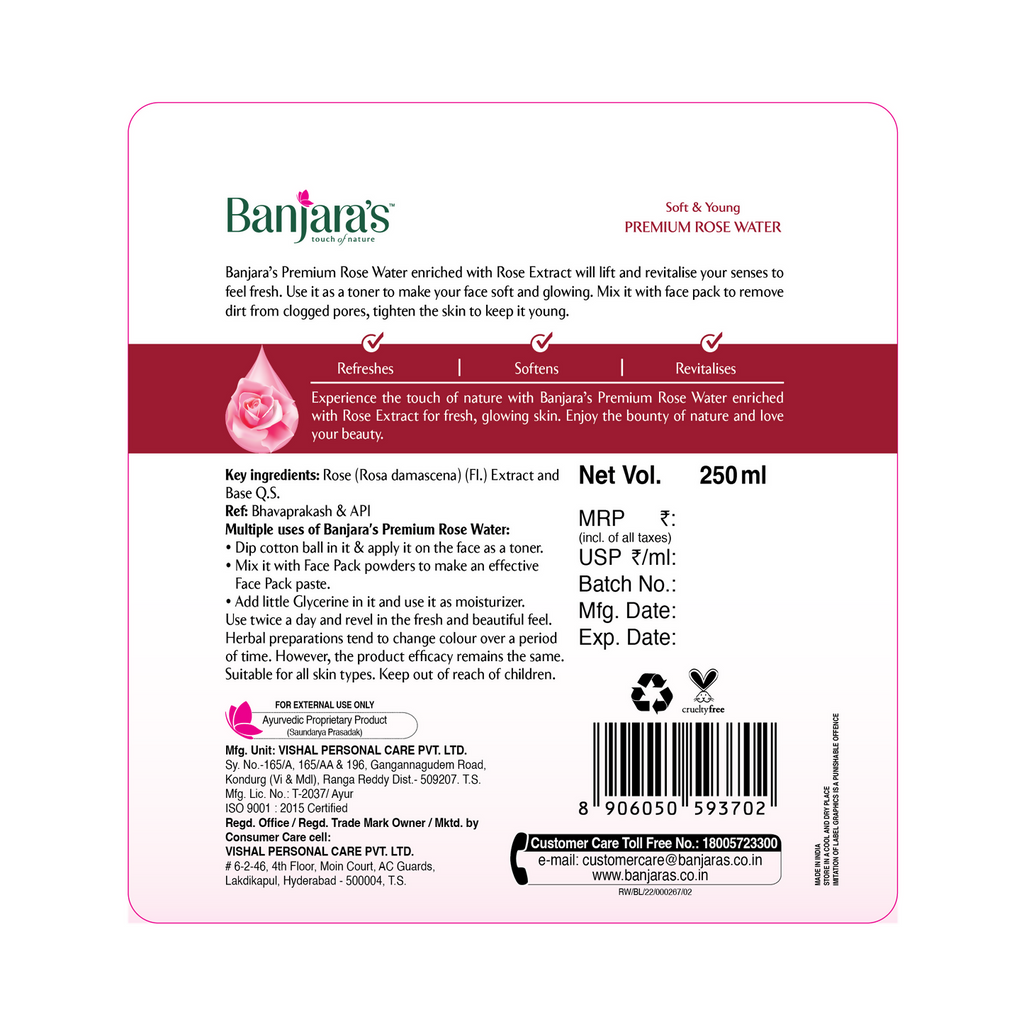 Banjara's Premium Rose Water - Distacart