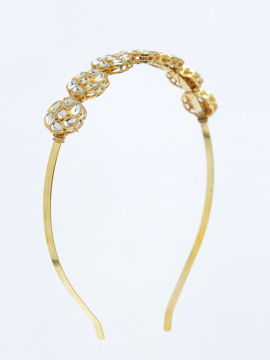 NVR Women's Gold-Polished Kundan Embellished Hairband