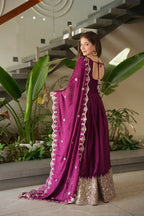 Teeya Creation Rani Color Heavy Crush Silk Wedding Wear Embroidery Work Long Gown - Distacart