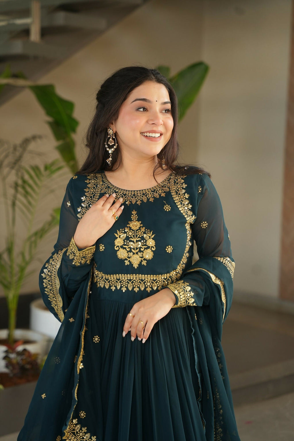 Joban Fashion Rama Georgette Sequence Embroidery Work Kurta Set - Distacart