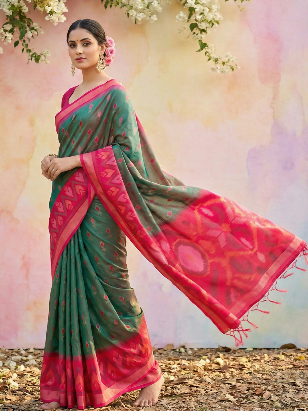 Shree Shyam Fashion Mehndi Soft Silk Saree - Distacart