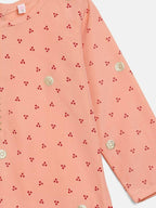 Ahalyaa Peach Crepe Gold Printed Kids Kurta Sets With Dupatta For Girls