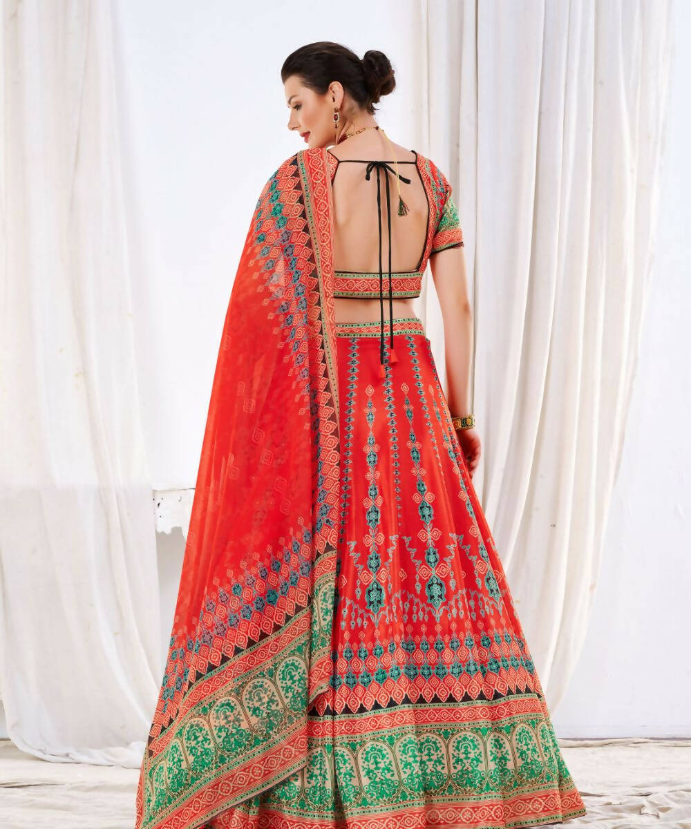 Wedding Designer Red Chinon Lehengha Choli - Anbazaar - Distacart