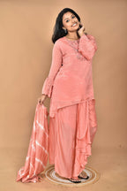 Morchari Women And Hand Embroidery Palazzo Set-Peach