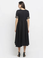 Rudra Bazaar Black Block Printed Flared Ethnic Kurta - Distacart