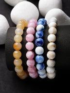 NVR Men & Women Set of 4 Artificial Beads-Beaded Evil Eye Elasticated Bracelet - Distacart
