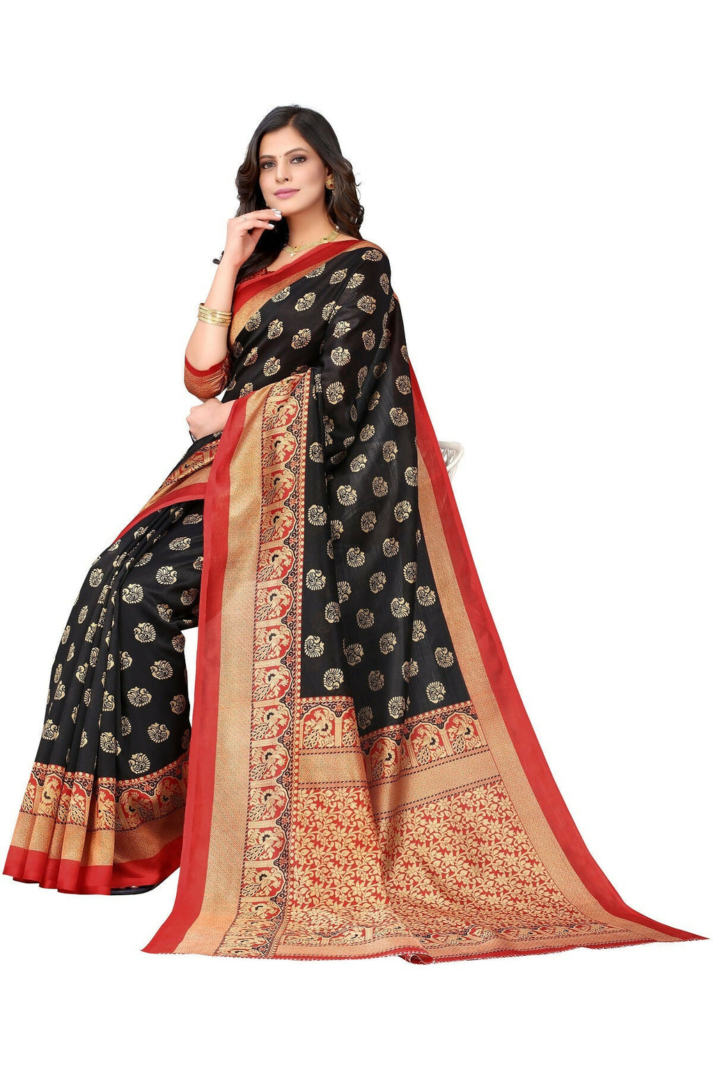 Vamika Black Printed Art Silk Saree