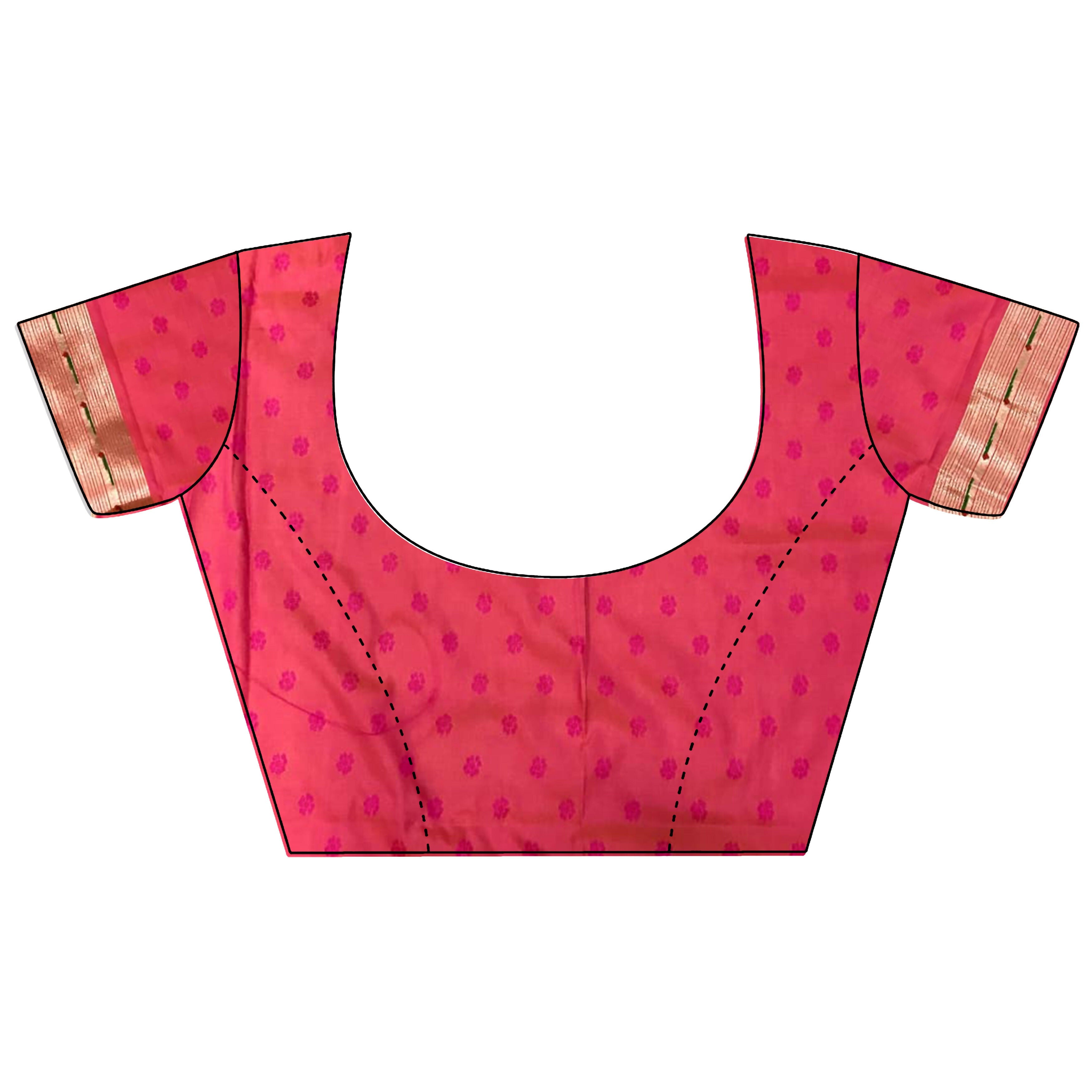 Joban Fashion Pink Peacock & Floral Motifs Soft Silk Kanchipuram Saree - Distacart