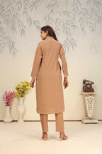 Jyoti Fashion Women's Beige Rinkal Cotton Plain with Side Pocket Kurtis & Sets
