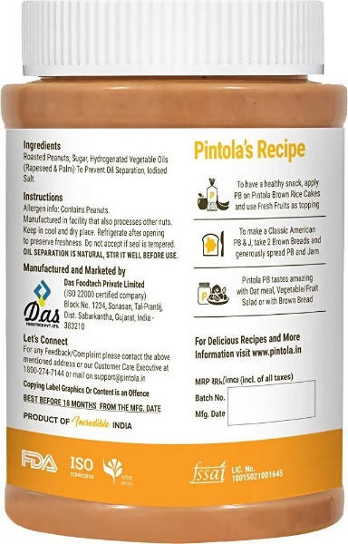 Pintola Classic Crunchy Peanut Butter - Distacart