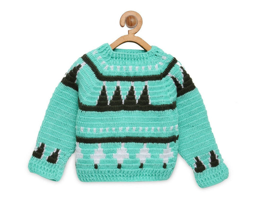 Chutput Kids Green Coloured Solid Pullover with Field Detail