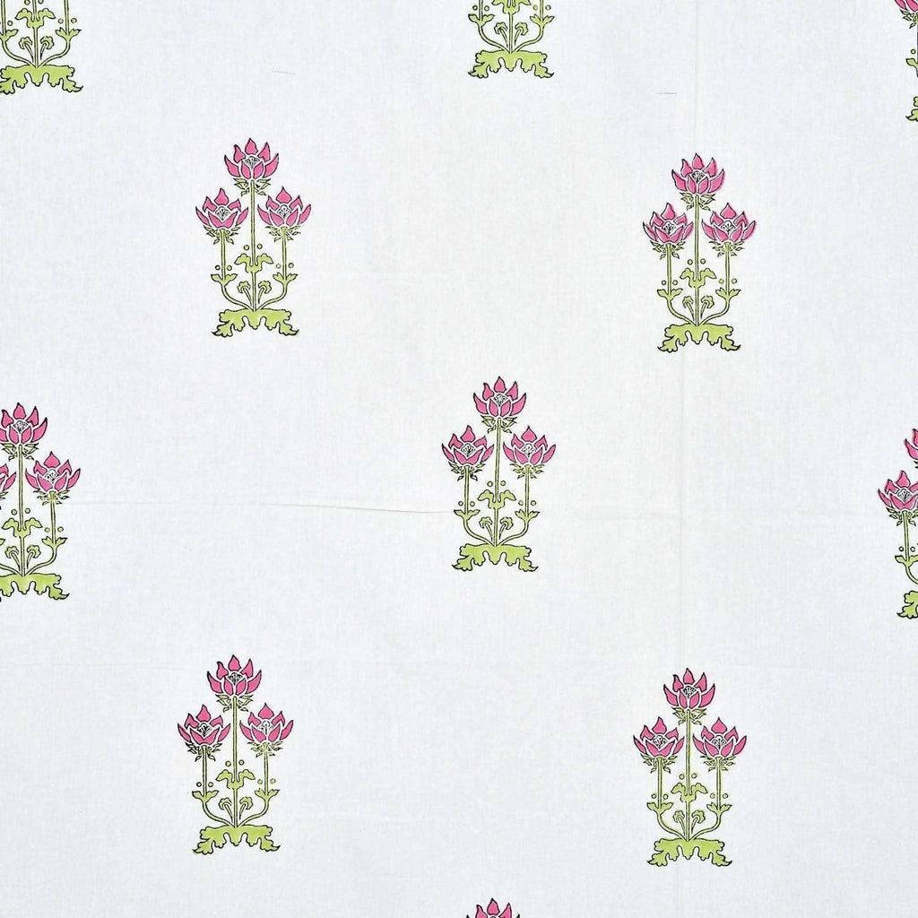 Floral Hand Block Printed Double 90x108 Inches Bedspread with 2 Pillow Covers