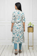 Myshka Women Multi Floral Cotton A-Line Mandarin Collar Kurtas - Distacart