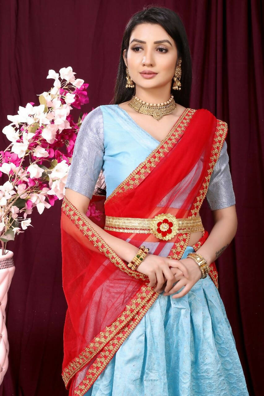DEIANA'S Beautiful Pure Jari Silk Weaving Lehengha Choli - Sky Blue