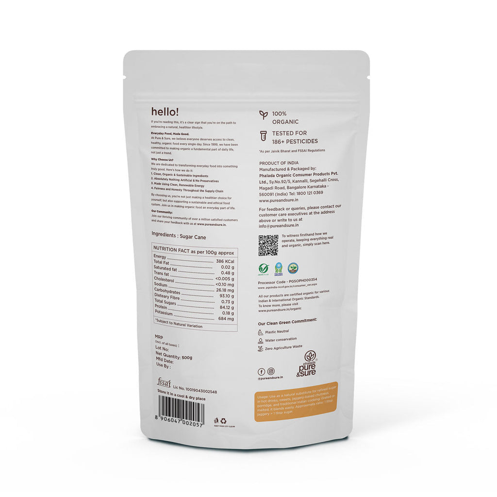 Pure & Sure Organic Jaggery Powder - Distacart