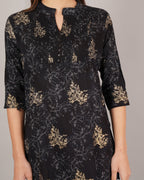Jaitra Apparels Women Printed Rayon Straight Kurta (Black) - Distacart
