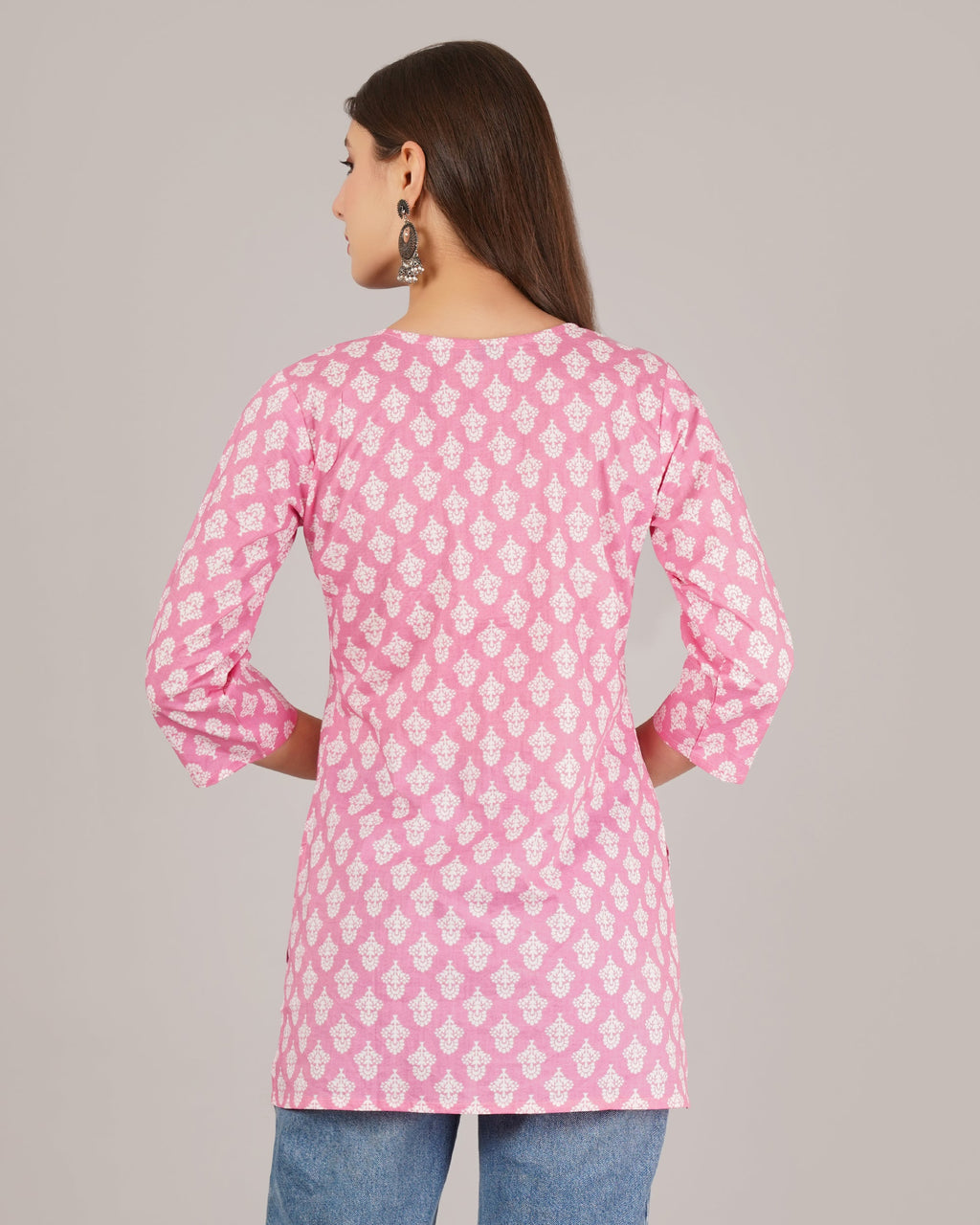 Jaitra Apparels Women Printed Pure Cotton Straight Kurta (Pink) - Distacart