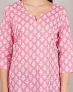 Jaitra Apparels Women Printed Pure Cotton Straight Kurta (Pink) - Distacart